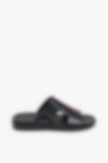 Black Genuine Ozark Leather Sandals by TONI ROSSI MEN