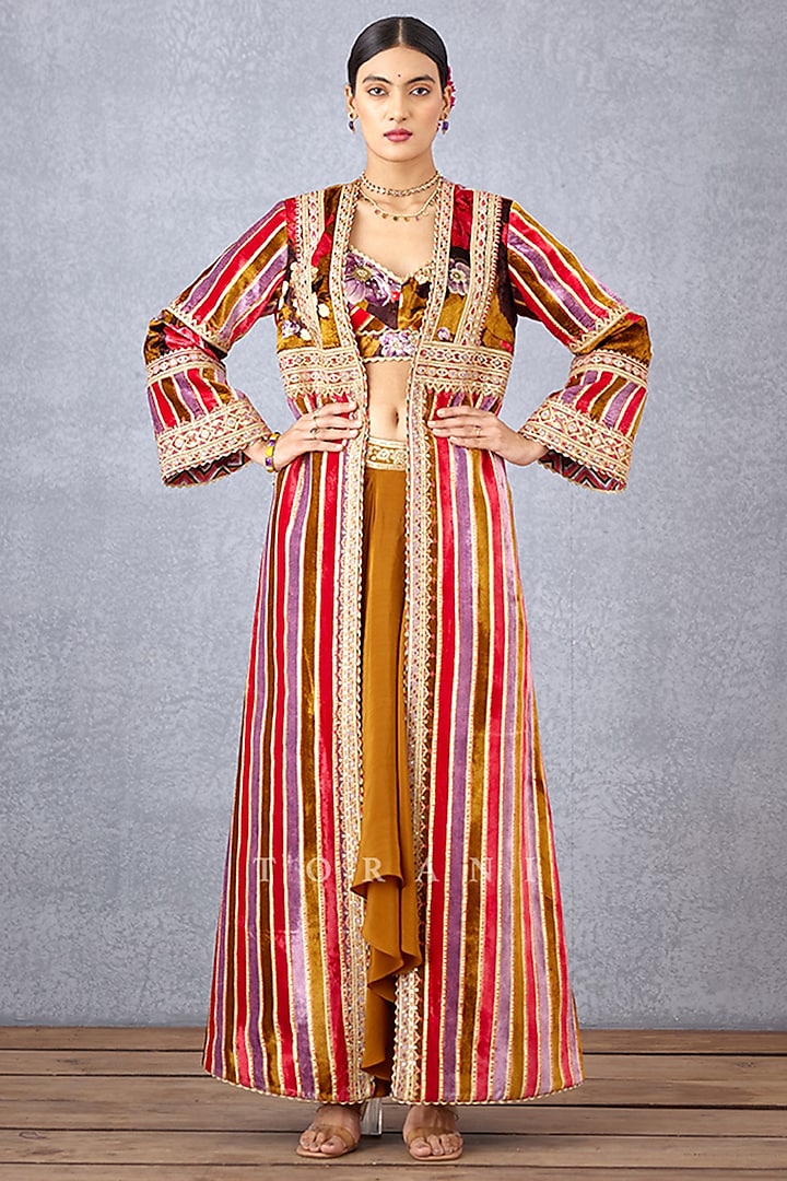 Multi-Colored Printed Jacket Set by TORANI