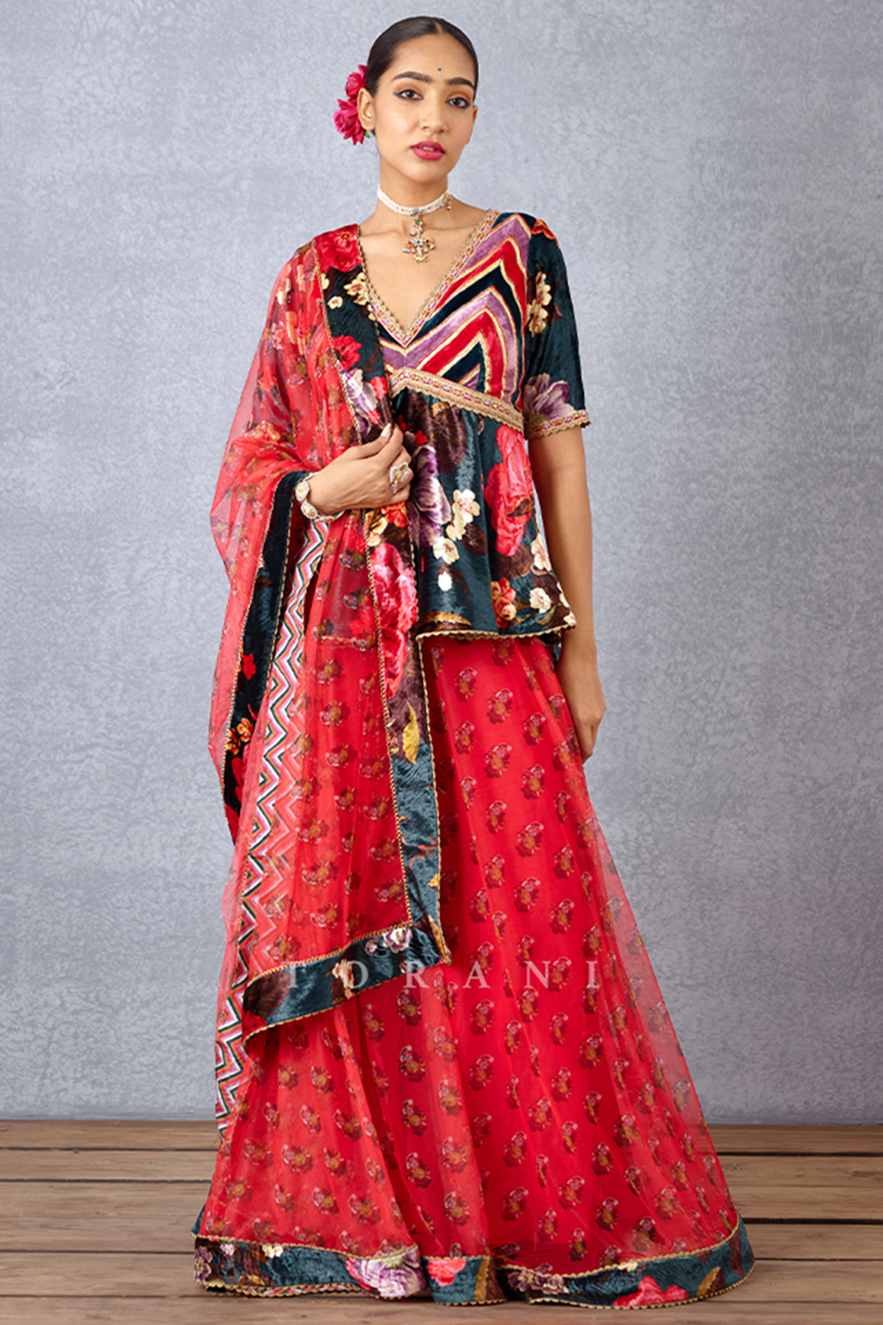Fiery Pink Net Bridal Sharara Set by TORANI at Pernia's Pop Up Shop