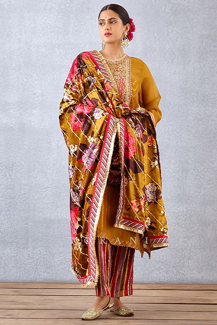 Ochre Yellow Printed Doshala by TORANI at Pernia's Pop Up Shop