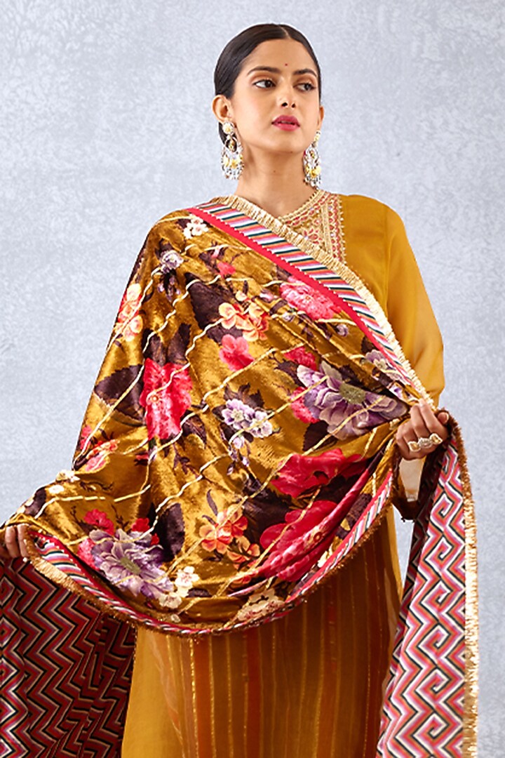 Ochre Yellow Printed Doshala by TORANI at Pernia's Pop Up Shop