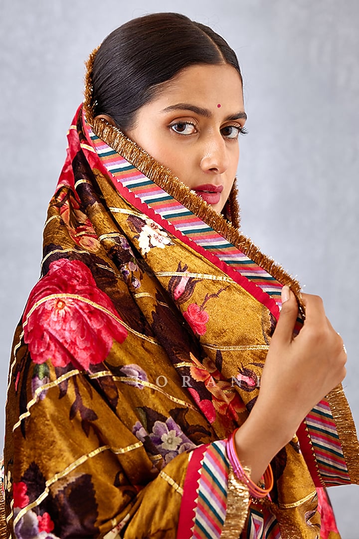 Ochre Yellow Printed Doshala by TORANI at Pernia's Pop Up Shop