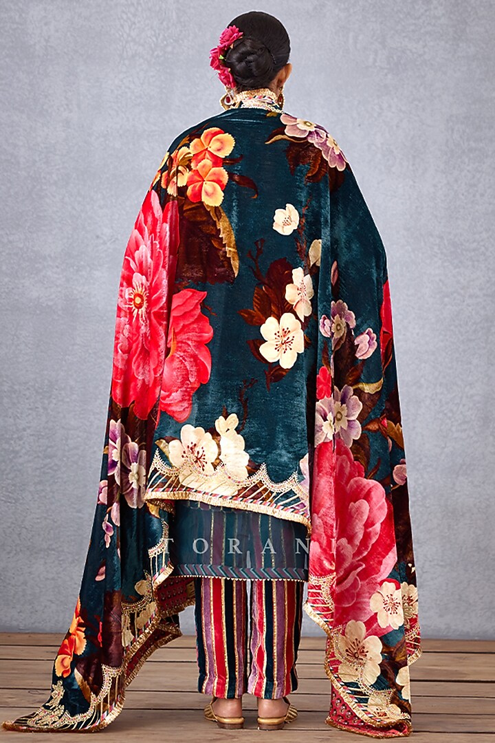Navy Blue Printed Doshala by TORANI at Pernia's Pop Up Shop
