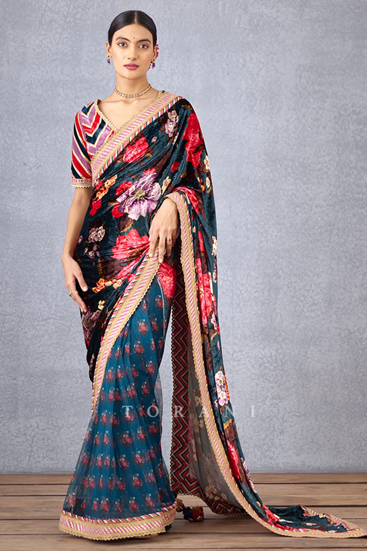 Stunning Black Georgette Floral Saree - Digital Print | 50% Off – Luxurion  World