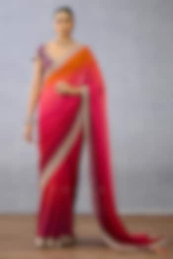 Multi-Colored Georgette Ombre Wedding Saree by TORANI at Pernia's Pop Up Shop