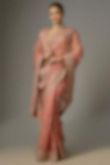 Pink Organza Embroidered Reception Saree by TORANI at Pernia's Pop Up Shop