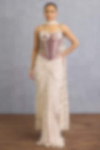 Multi-Colored Crepe Digital Printed Draped Skirt Set by TORANI at Pernia's Pop Up Shop