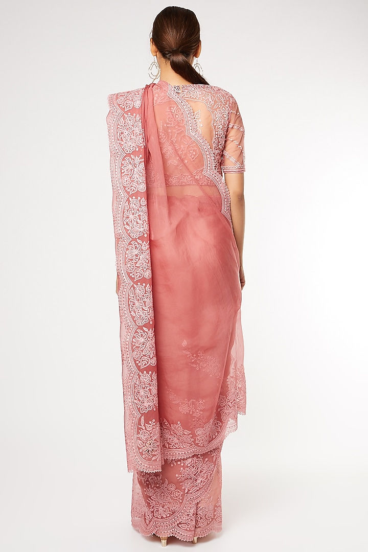 Pink Embroidered Wedding Saree Set by TORANI at Pernia's Pop Up Shop