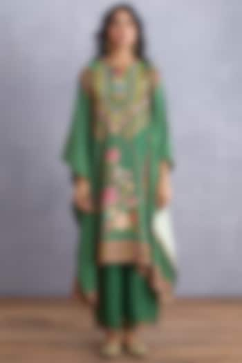 Emerald Green Printed Kaftan Set by TORANI at Pernia's Pop Up Shop