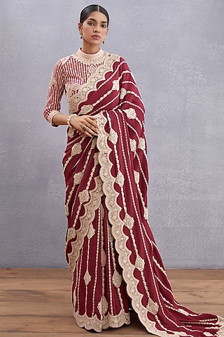 Ruby Red Embroidered Blouse by TORANI