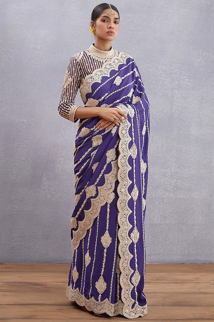 Amethyst Purple Saree With Embroidery by TORANI at Pernia's Pop Up Shop