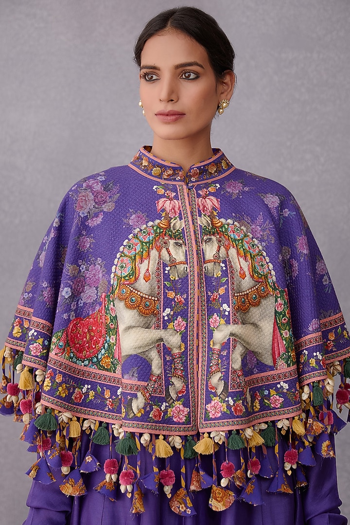 Amethyst Purple Printed Cape by TORANI at Pernia's Pop Up Shop