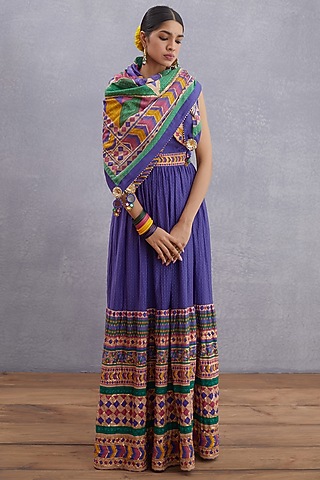 Multi-Colored Embroidered Scarf by TORANI
