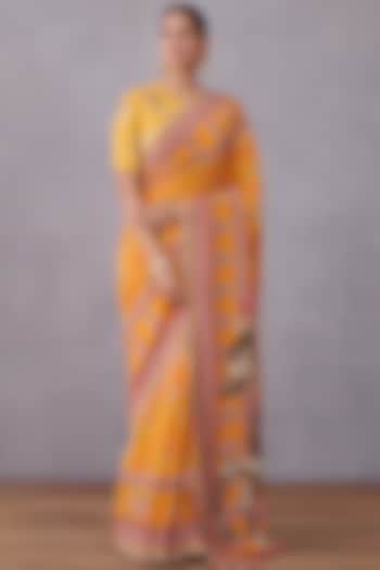 Topaz Yellow Embroidered Saree by TORANI