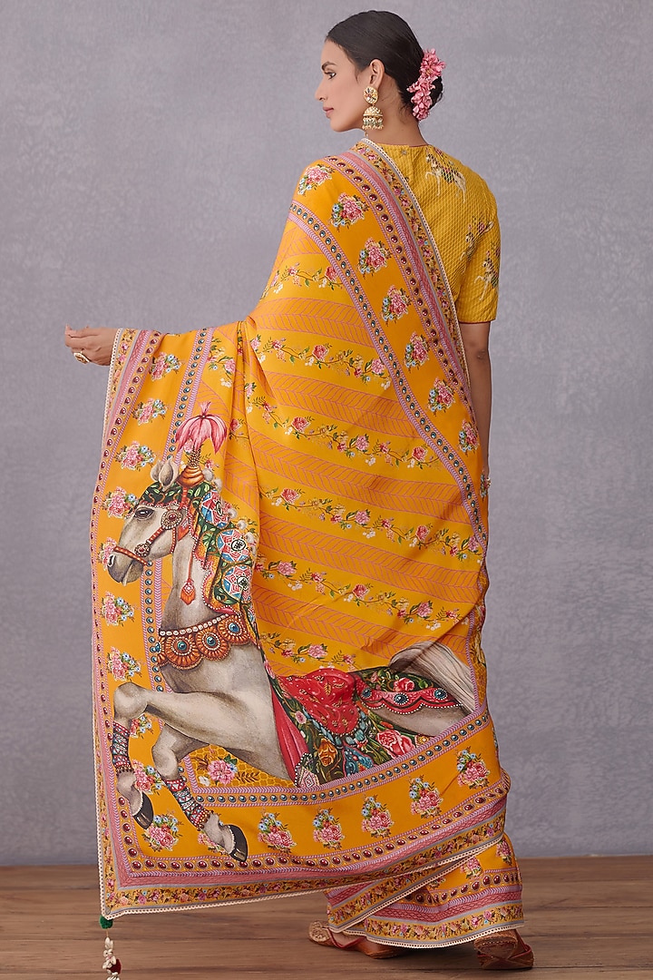 Topaz Yellow Embroidered Party Wear Saree by TORANI at Pernia's Pop Up Shop