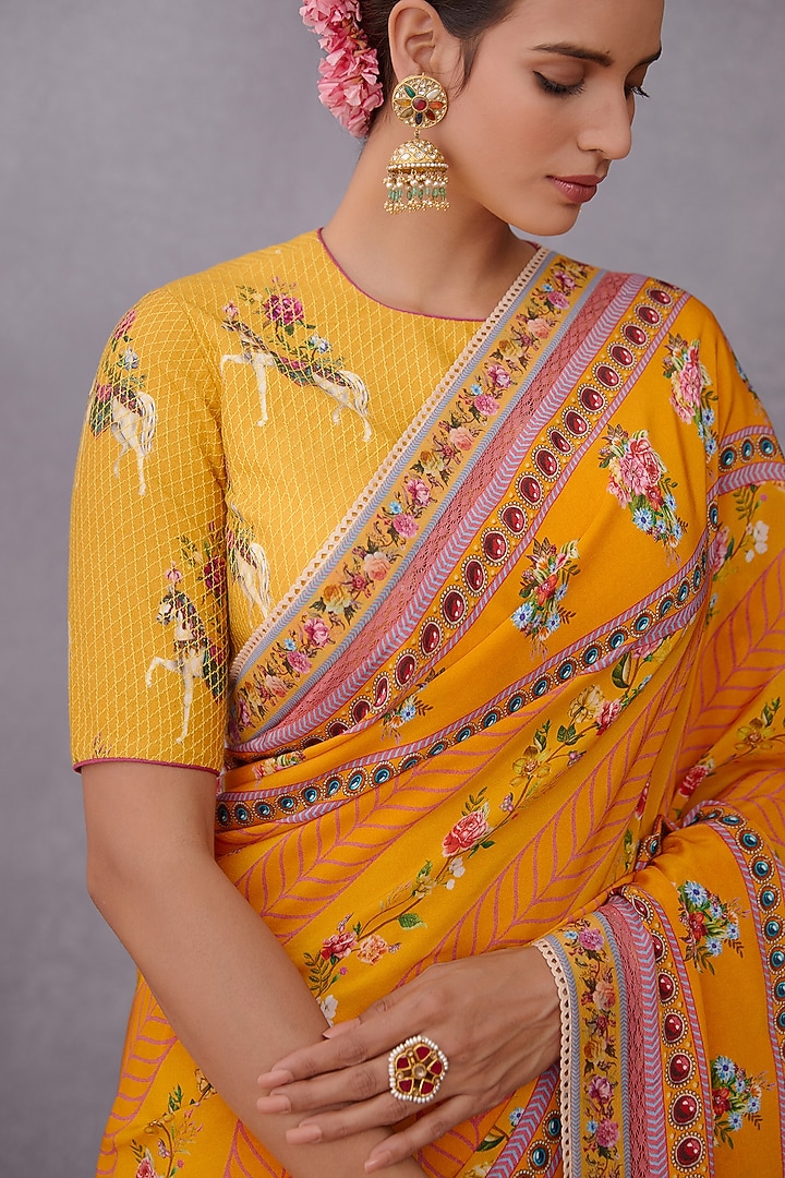 Topaz Yellow Embroidered Party Wear Saree by TORANI at Pernia's Pop Up Shop