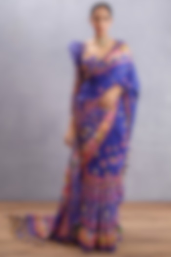 Amethyst Purple Cotton Silk Printed Wedding Saree by TORANI at Pernia's Pop Up Shop