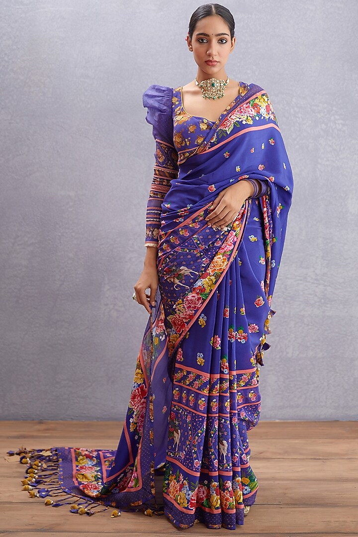 Amethyst Purple Cotton Silk Printed Wedding Saree by TORANI at Pernia's Pop Up Shop