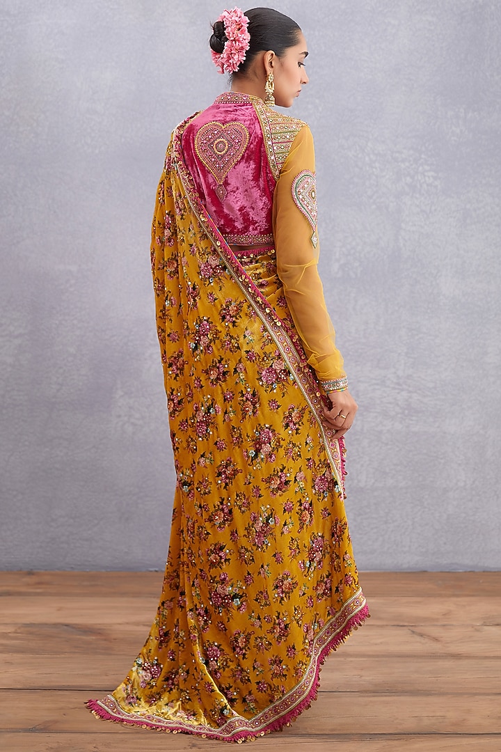 Topaz Yellow Embroidered Net Reception Saree by TORANI at Pernia's Pop Up Shop