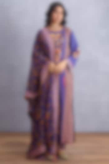 Amethyst Purple Embroidered Long Kurta Set by TORANI