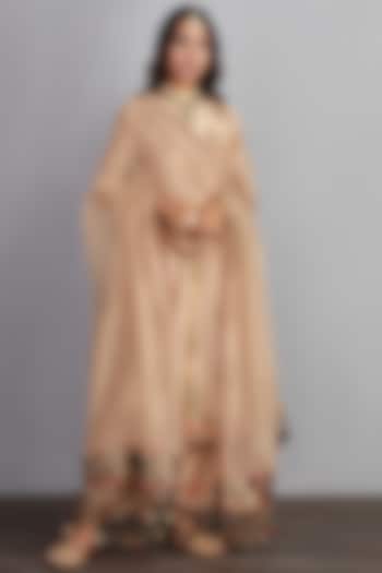 Natural Beige Pure Silk Kota Kurta Set by TORANI at Pernia's Pop Up Shop