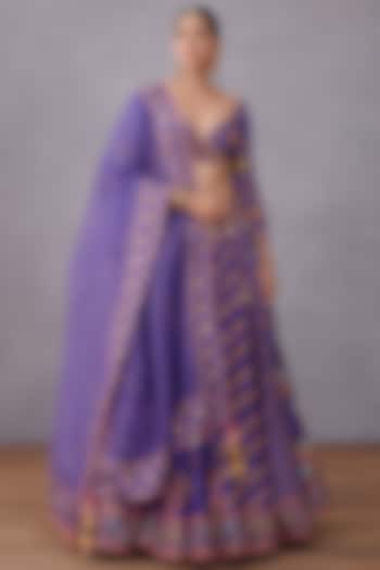 Amethyst Purple Printed Wedding Lehenga Set by TORANI at Pernia's Pop Up Shop