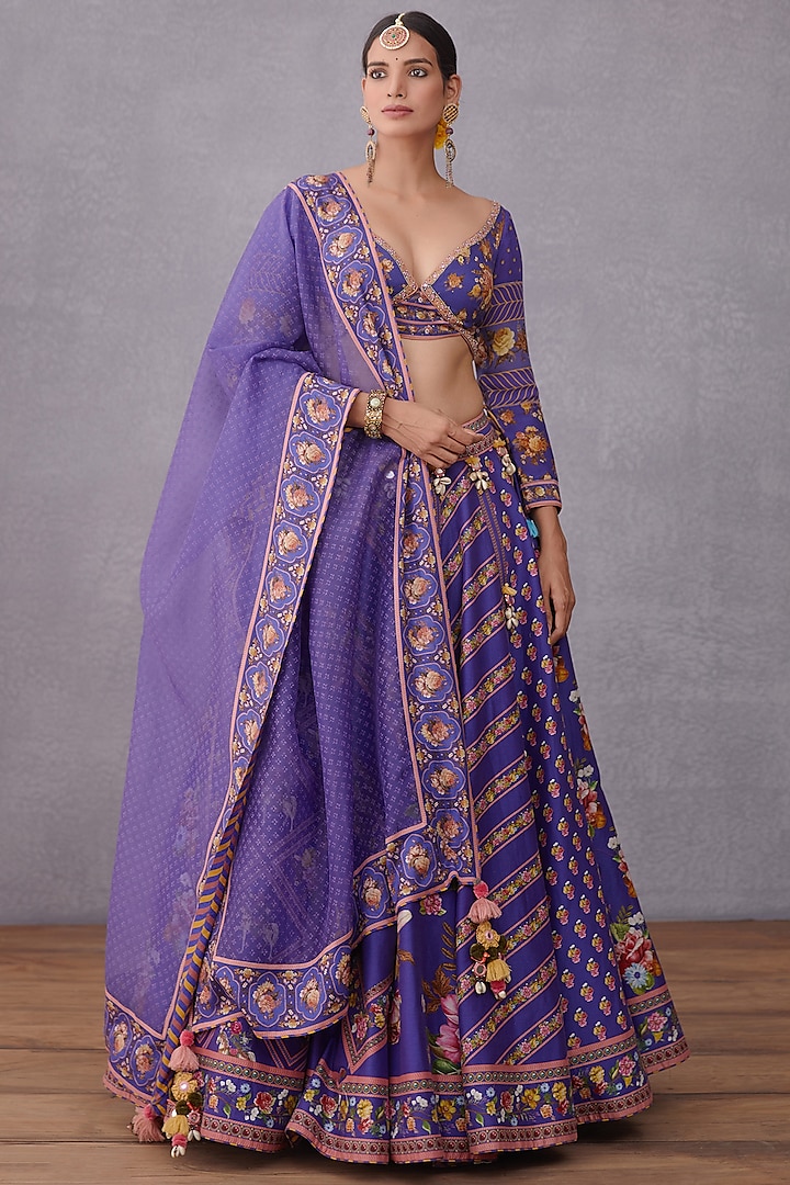 Amethyst Purple Printed Wedding Lehenga Set by TORANI at Pernia's Pop Up Shop