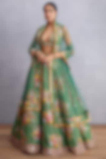 Emerald Green Printed Bridal Lehenga Set by TORANI at Pernia's Pop Up Shop