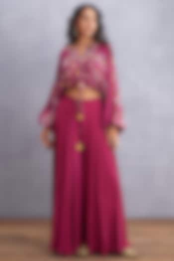 Ruby Red Cotton Silk Sharara Set by TORANI