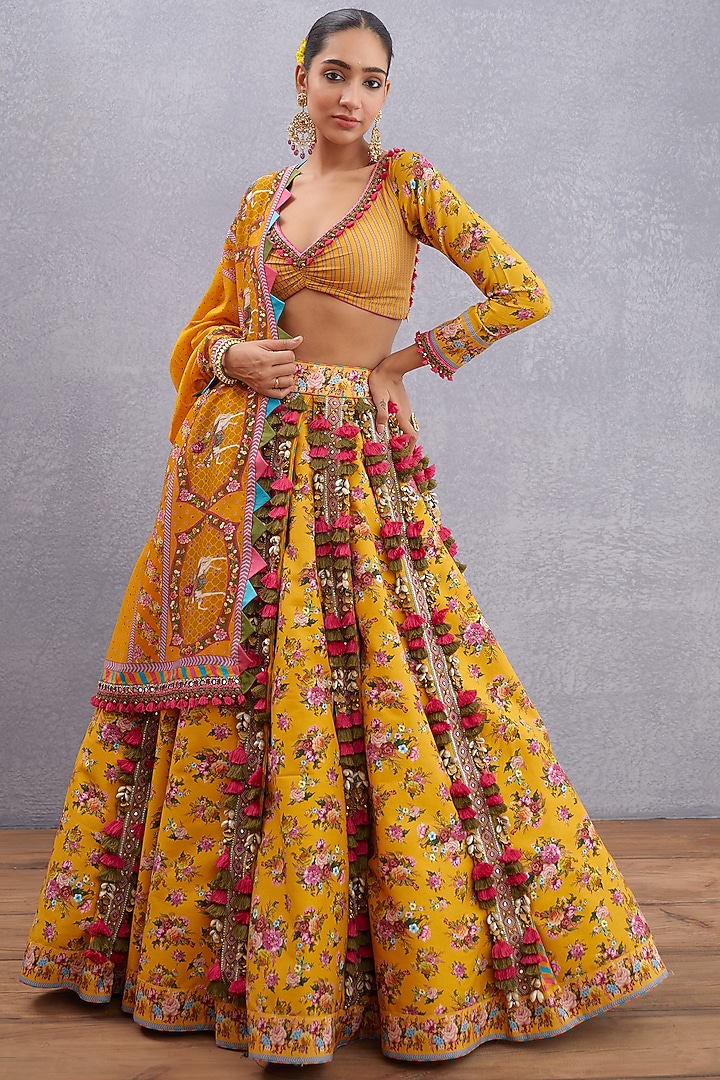 Topaz Yellow Embroidered Bridal Lehenga Set by TORANI at Pernia's Pop Up Shop