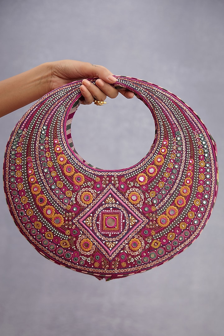 Ruby Red Embroidered Hobo Bag by TORANI at Pernia's Pop Up Shop