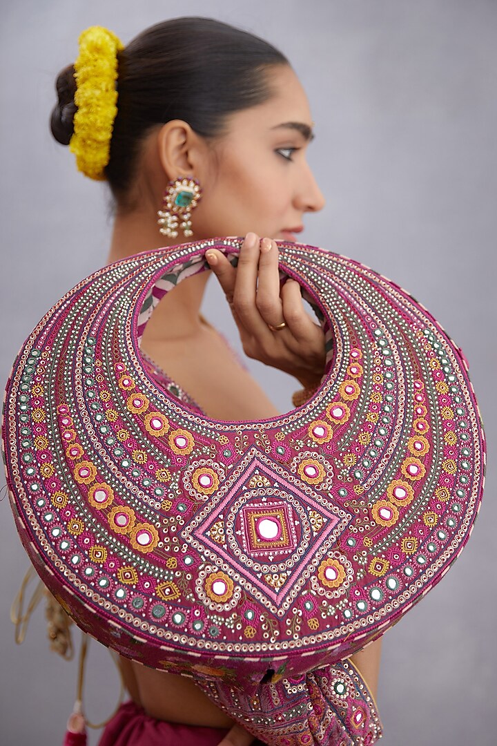 Ruby Red Embroidered Hobo Bag by TORANI at Pernia's Pop Up Shop
