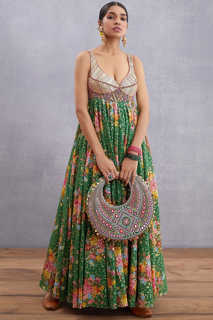 Emerald Green Embroidered Hobo Bag by TORANI at Pernia's Pop Up Shop