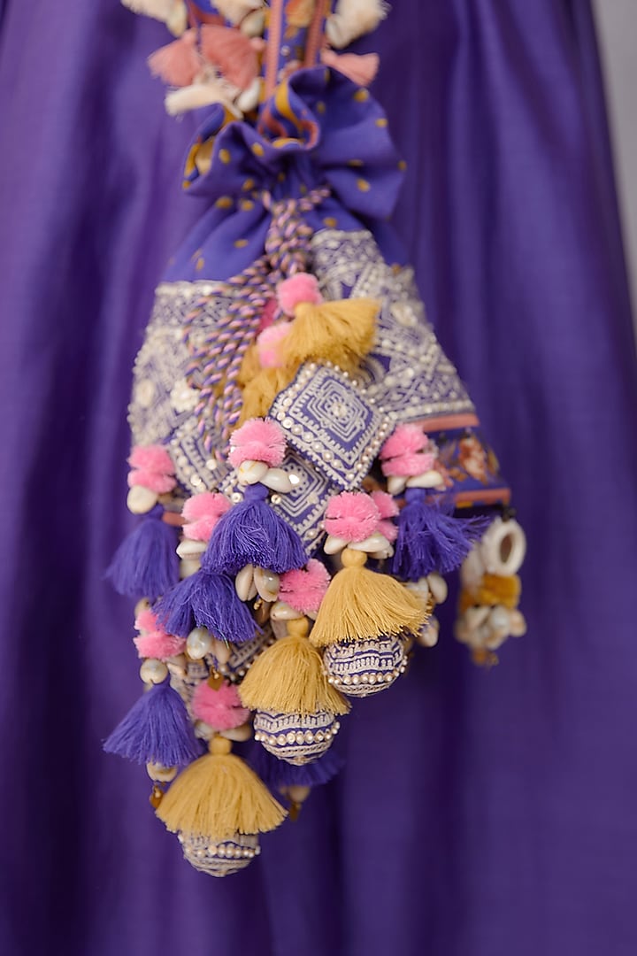 Amethyst Purple Embroidered Saddle Potli by TORANI at Pernia's Pop Up Shop