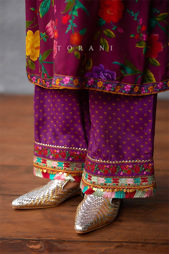 Purple Cotton Voile Digital Printed Kurta Set by TORANI at Pernia's Pop Up Shop