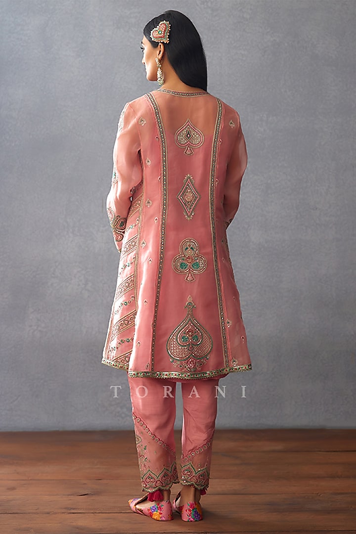 Pink Pure Organza Dori Embroidered & Digital Printed Kurta Set by TORANI at Pernia's Pop Up Shop