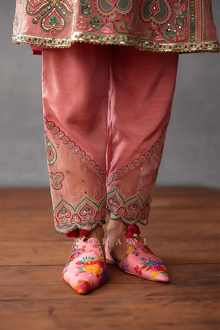 Pink Pure Organza Dori Embroidered & Digital Printed Kurta Set by TORANI at Pernia's Pop Up Shop