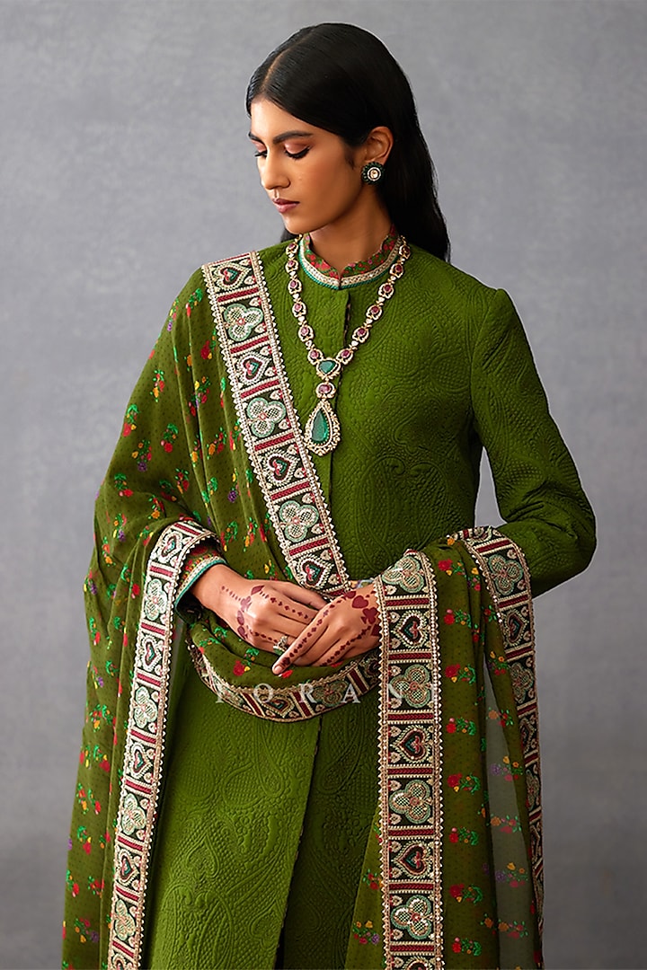 Green Cotton Silk Kurta Set by TORANI at Pernia's Pop Up Shop