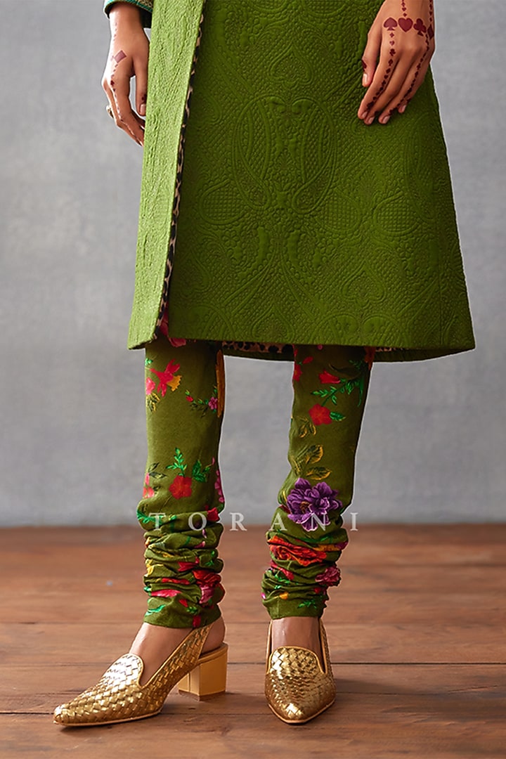 Green Cotton Silk Kurta Set by TORANI at Pernia's Pop Up Shop