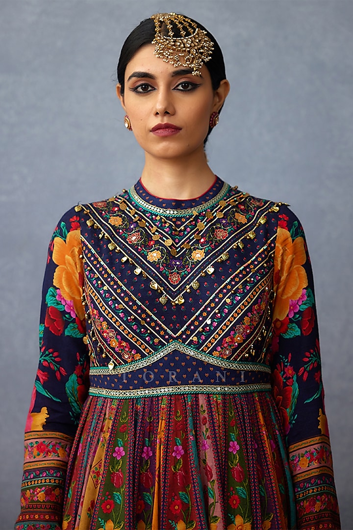 Multi-Colored Silk Digital Printed Bridal Anarkali Set by TORANI at Pernia's Pop Up Shop