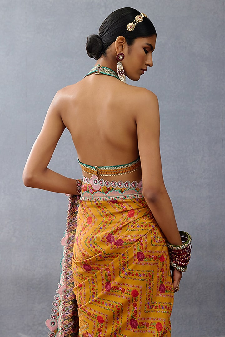 Yellow Slub Silk Digital Printed Blouse by TORANI at Pernia's Pop Up Shop