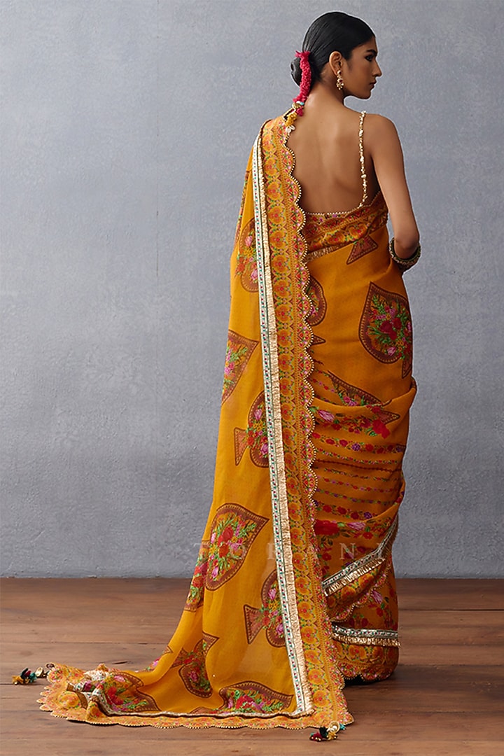 Yellow Organza Digital Printed Wedding Saree by TORANI at Pernia's Pop Up Shop