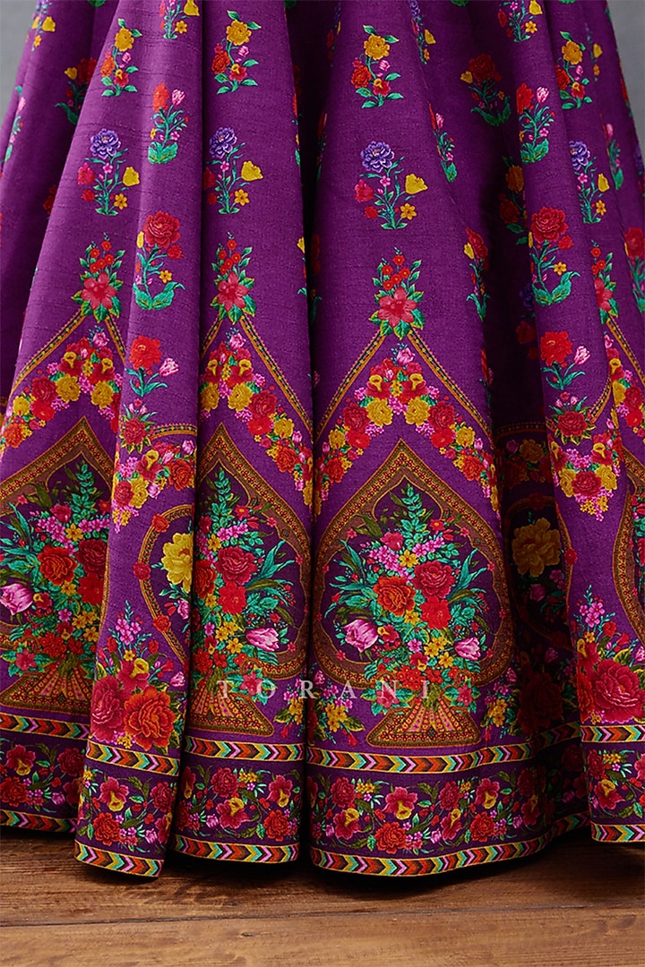 Purple Silk Digital Printed Bridal Lehenga Set by TORANI at Pernia's Pop Up Shop