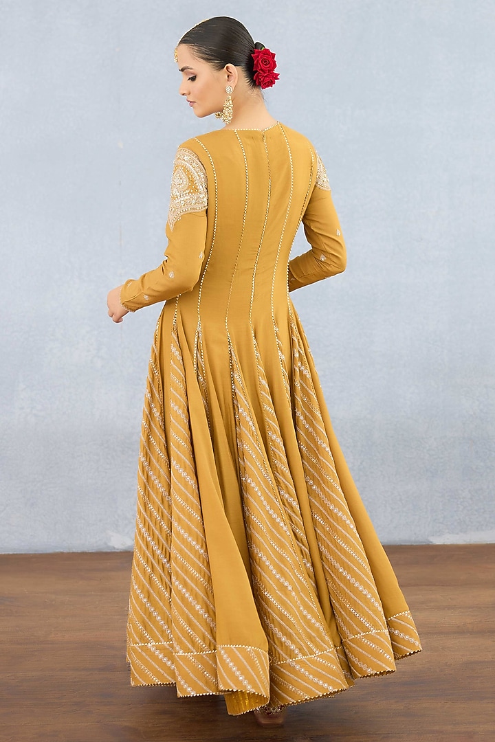 Ochre Jeni Silk Embroidered Bridal Anarkali Set by Torani at Pernia's Pop Up Shop
