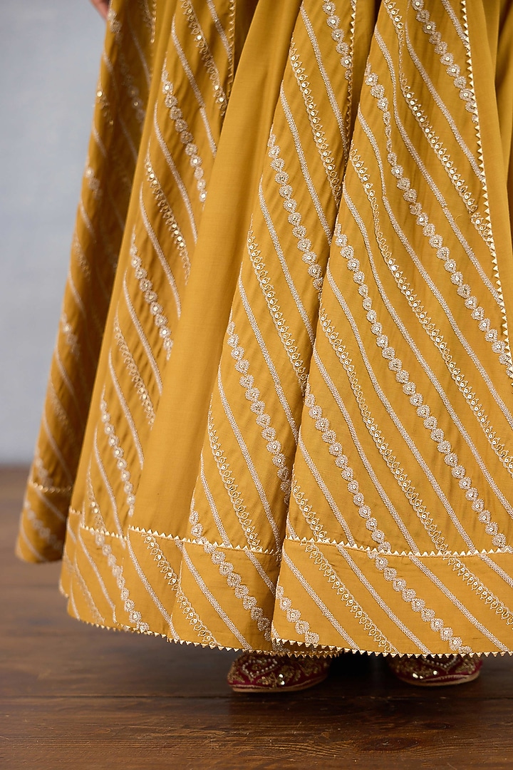 Ochre Jeni Silk Embroidered Bridal Anarkali Set by Torani at Pernia's Pop Up Shop