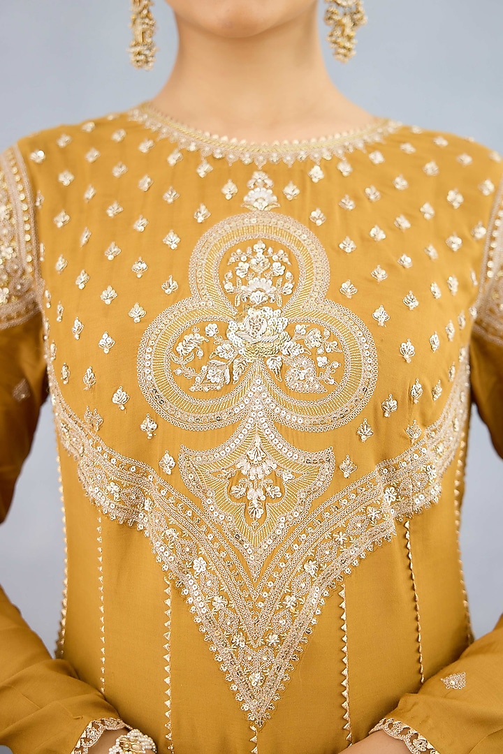 Ochre Jeni Silk Embroidered Bridal Anarkali Set by Torani at Pernia's Pop Up Shop