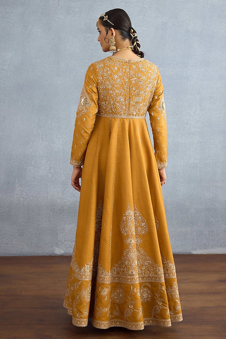 Ochre Jeni Silk Embroidered Bridal Anarkali Set by Torani at Pernia's Pop Up Shop