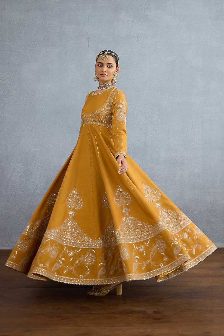 Ochre Jeni Silk Embroidered Bridal Anarkali Set by Torani at Pernia's Pop Up Shop
