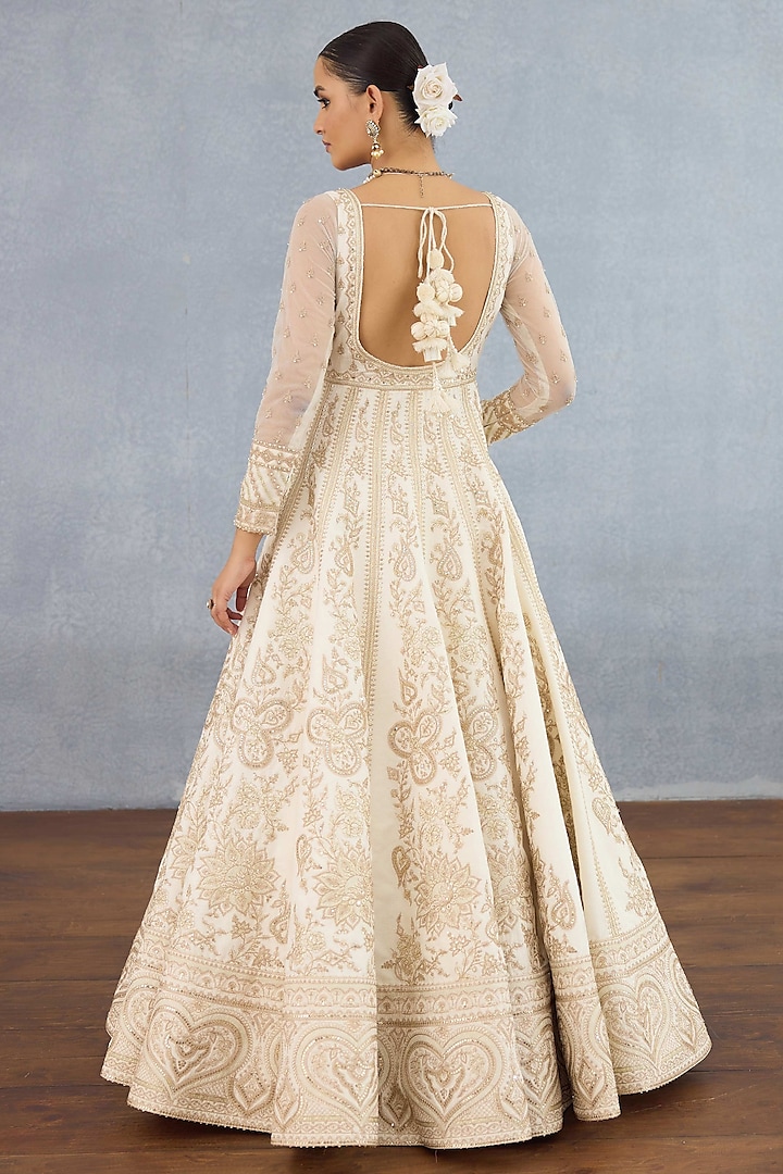 Ivory Jeni Silk Embroidered Bridal Anarkali Set by Torani at Pernia's Pop Up Shop