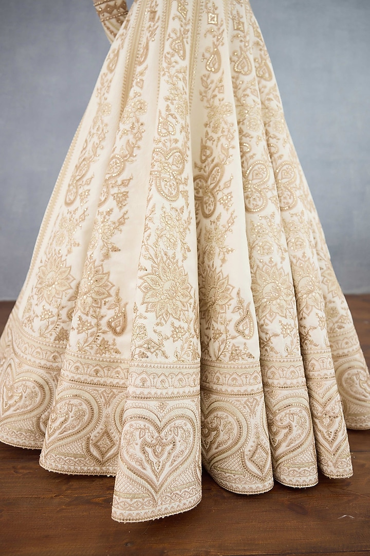 Ivory Jeni Silk Embroidered Bridal Anarkali Set by Torani at Pernia's Pop Up Shop